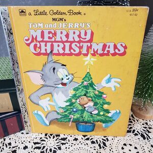 Vintage 1954 LGB Little Golden Book Tom and Jerry Christmas Book Childrens